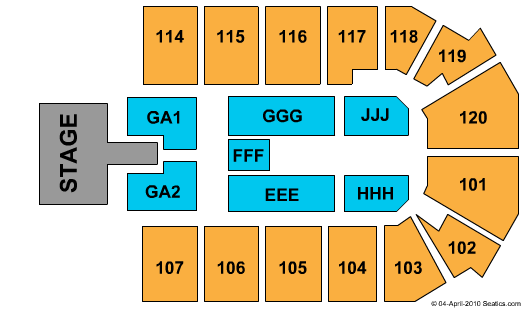 1stBank Center End Stage GA Pit Seating Chart